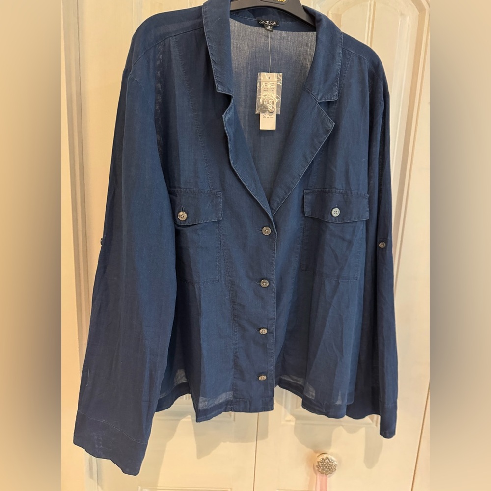 J. Crew Navy Blue Lightweight Button-Front Blouse